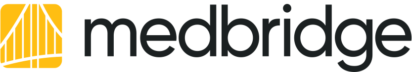 Medbridge logo with black text and a yellow stylized bridge on the left.